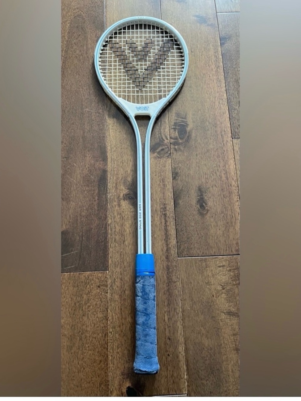 Vintage SQR 250 Lightweight  Racket in White with Blue Grip